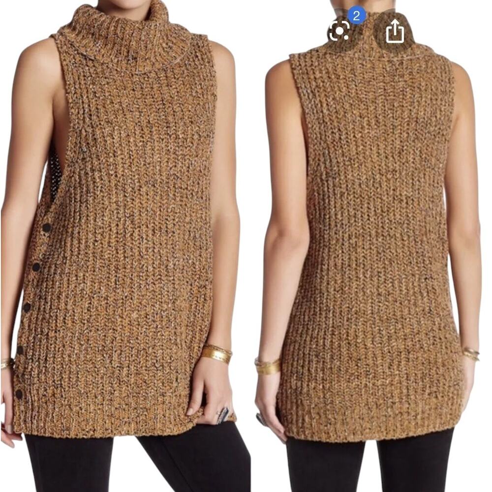 Free People Valentina Sleeveless Cowl Neck Sweater Tunic Size Small - Picture 3 of 9